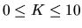 $0 \leŸ K \leŸ 10$