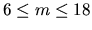 $6 Ÿ\le m Ÿ\le 18$